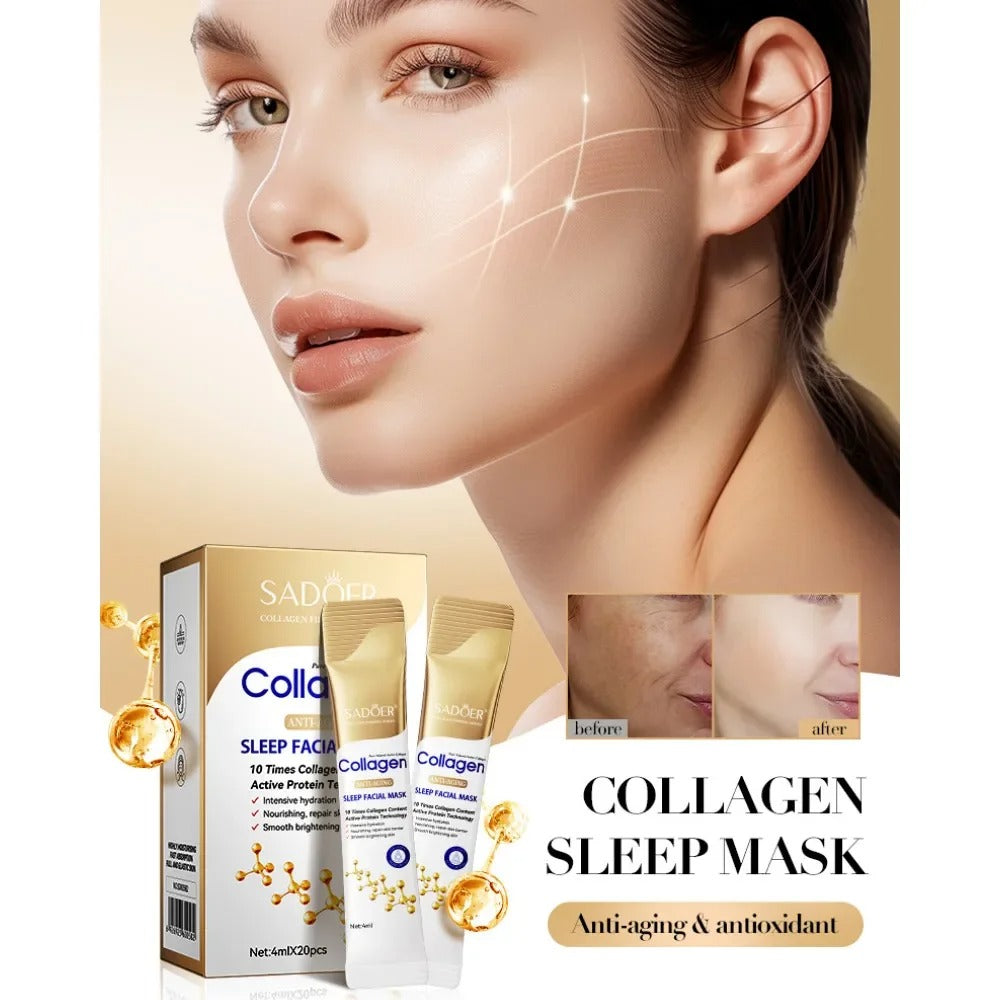 30pcs SADOER Collagen Sleeping Facial Masks Face skincare Moisturizing Brightening Firming Hydrating Face Mask Facial Skin Care